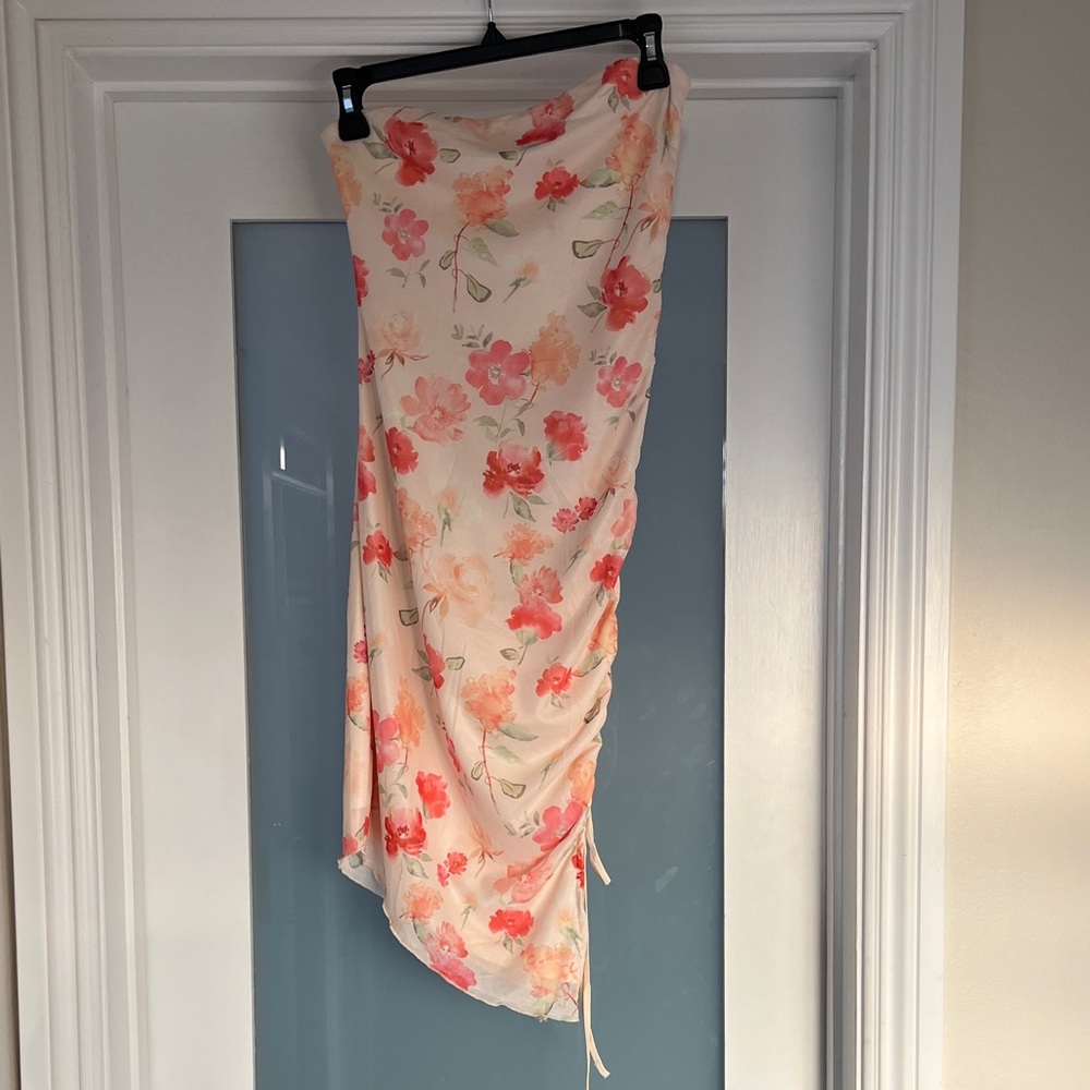 Floral Print Women's Strapless Dress